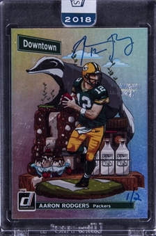 2018 Panini Donruss Downtown #DT-5 Aaron Rodgers Signed Card (#1/2) - Panini Encased